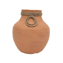 Load image into Gallery viewer, Terracotta + Jute Decorative Vase