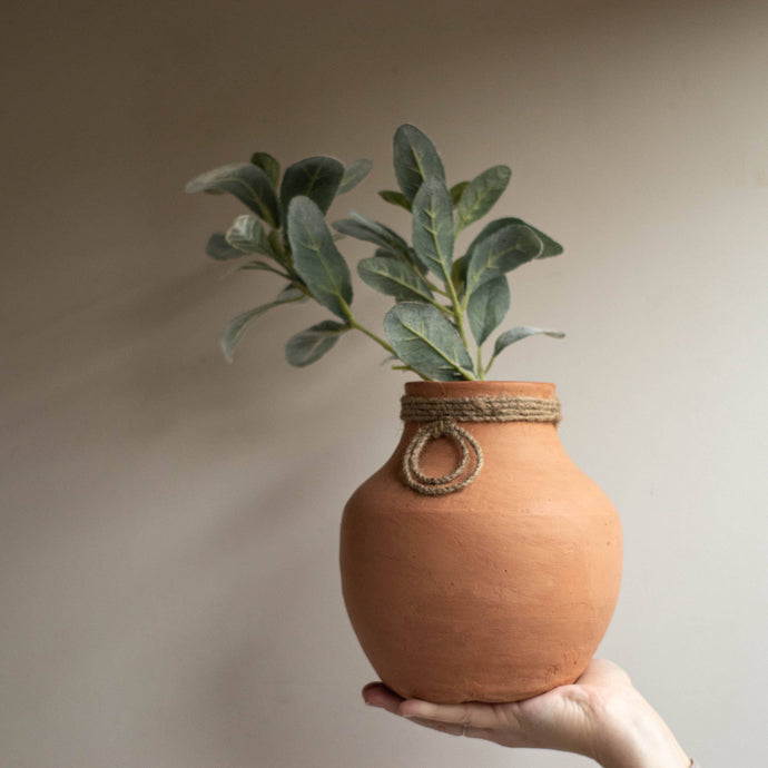 Terracotta + Jute Decorative Vase