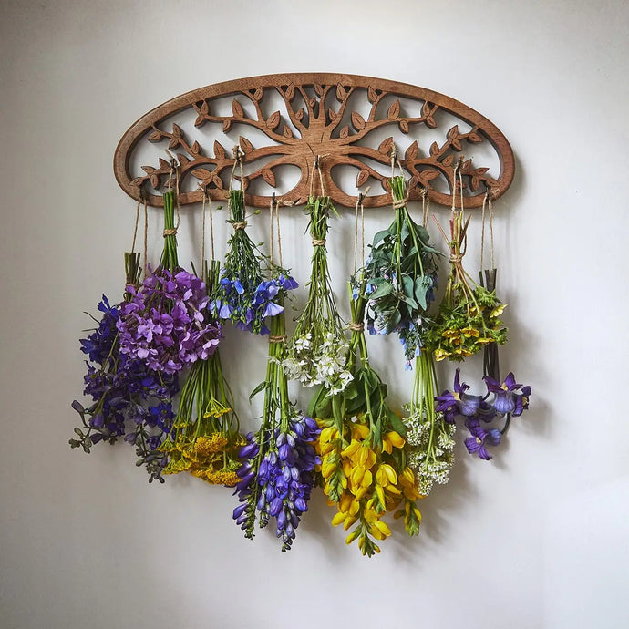Wooden tree of life herb drying rack