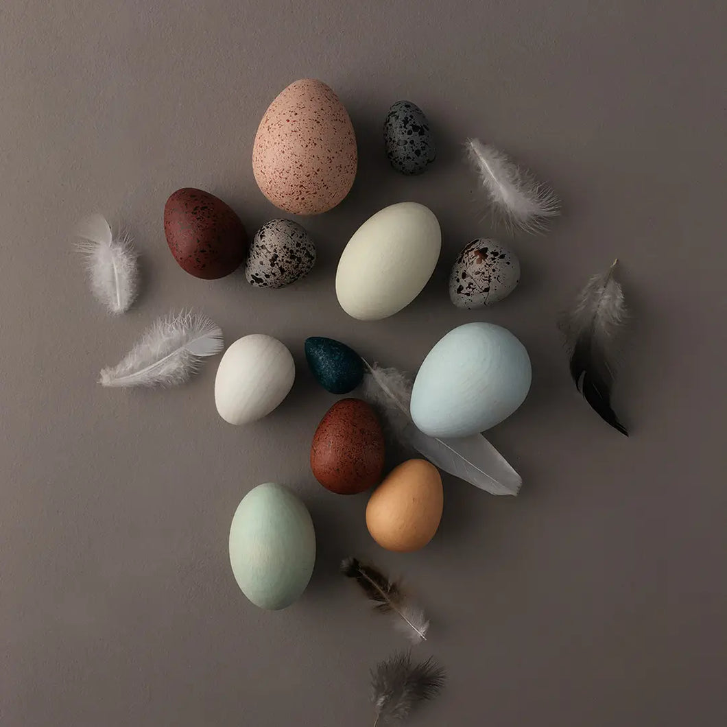 12 Hand-Painted Beechwood Eggs