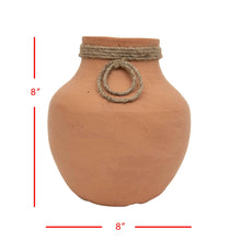 Load image into Gallery viewer, Terracotta + Jute Decorative Vase
