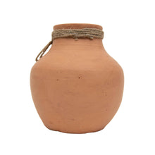 Load image into Gallery viewer, Terracotta + Jute Decorative Vase