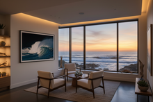 Load image into Gallery viewer, North Shore Ocean Art Print in Hotel Lobby at Dusk